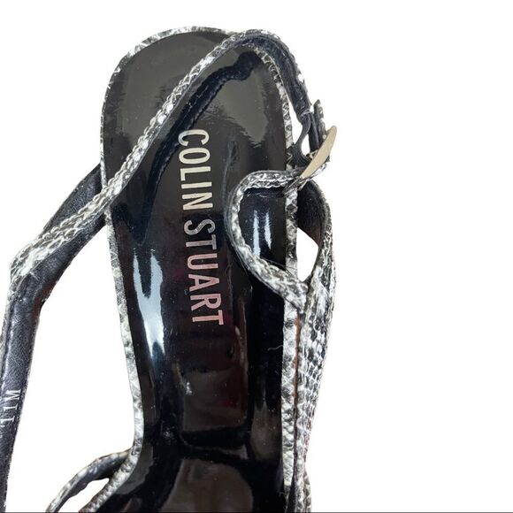 Colin Stuart heels black/white Snake Print strappy Sandal’s  size 11 90s Y2K New - Picture 3 of 6